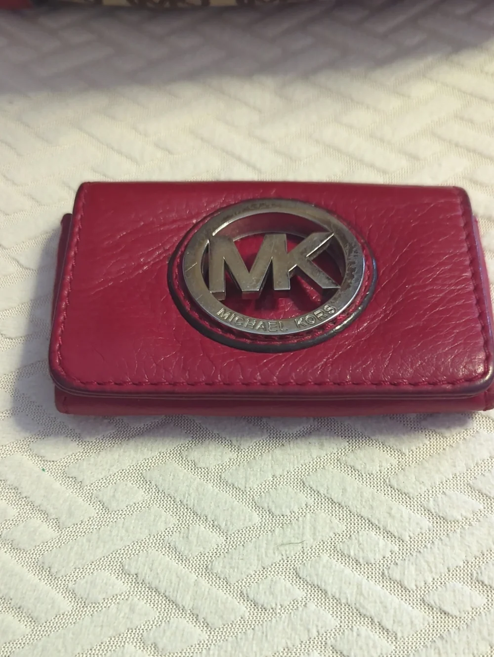 Michael Kors Jet Set Signature Logo Satchel in Brown with Red Trim